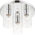 thumbnail image 5 of 3 Light Polished Chrome Flush mount ceiling light fixture with Clear Glass Shade, 5 of 5