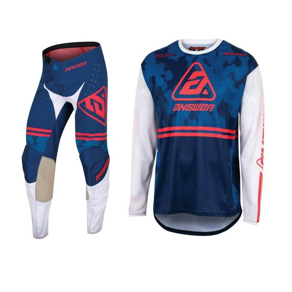 Answer Racing 2023 Akron Trials Offroad Jersey Pant Combo Blue/White/Red (Medium / 28)