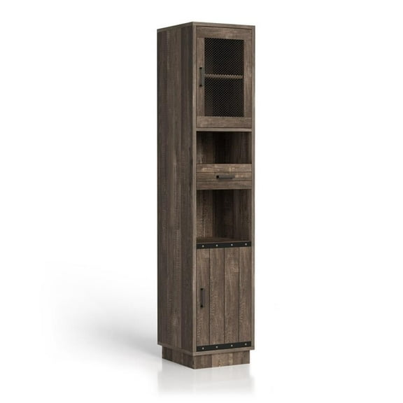 Bowery Hill Wood Multimedia Storage Tower Shelf in Reclaimed Oak