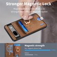 thumbnail image 5 of Allytech for Google Pixel 7A 2 in 1 Detachable Wallet Case, Retro PU Leather Ring Kickstand Card Slots Case for Women Men, Strong Magnetic Shockproof Slim Case for Google Pixel 7A - Brown, 5 of 10