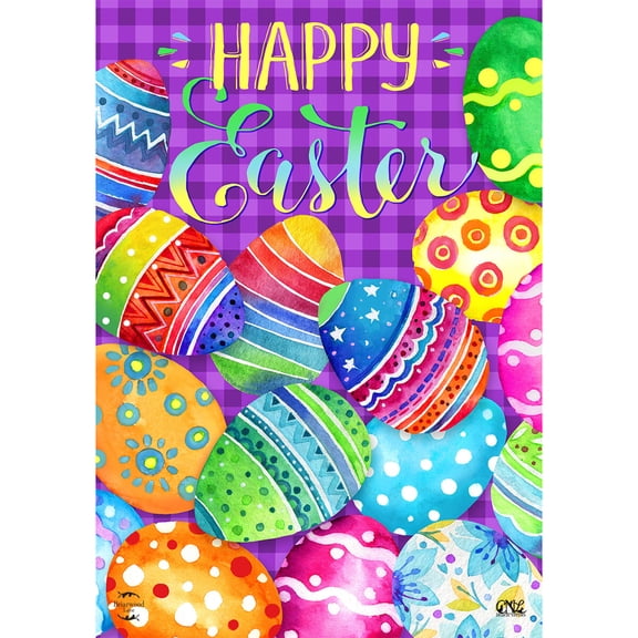 Briarwood Lane House Flag 40x28 For Outdoor Painted Easter Eggs Holiday For Easter House Flag