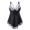 thumbnail image 3 of Sexy Más Tamaño Traje de Baño sin Dorso Dos Piezas Conservador Impreso Traje de Baño con Almohadillas de Sujetador Extraíbles, Traje de Baño de Secado para Piscina de Playa, 3 of 5