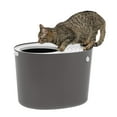 thumbnail image 6 of IRIS USA Round Top Entry Cat Litter Box Litter Particle Catching Cover and Privacy Walls with Scoop, Dark Gray/White, 6 of 6