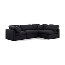 Meridian Furniture Indulge 129" Linen Fabric L-Shaped Modular Sectional in Black
