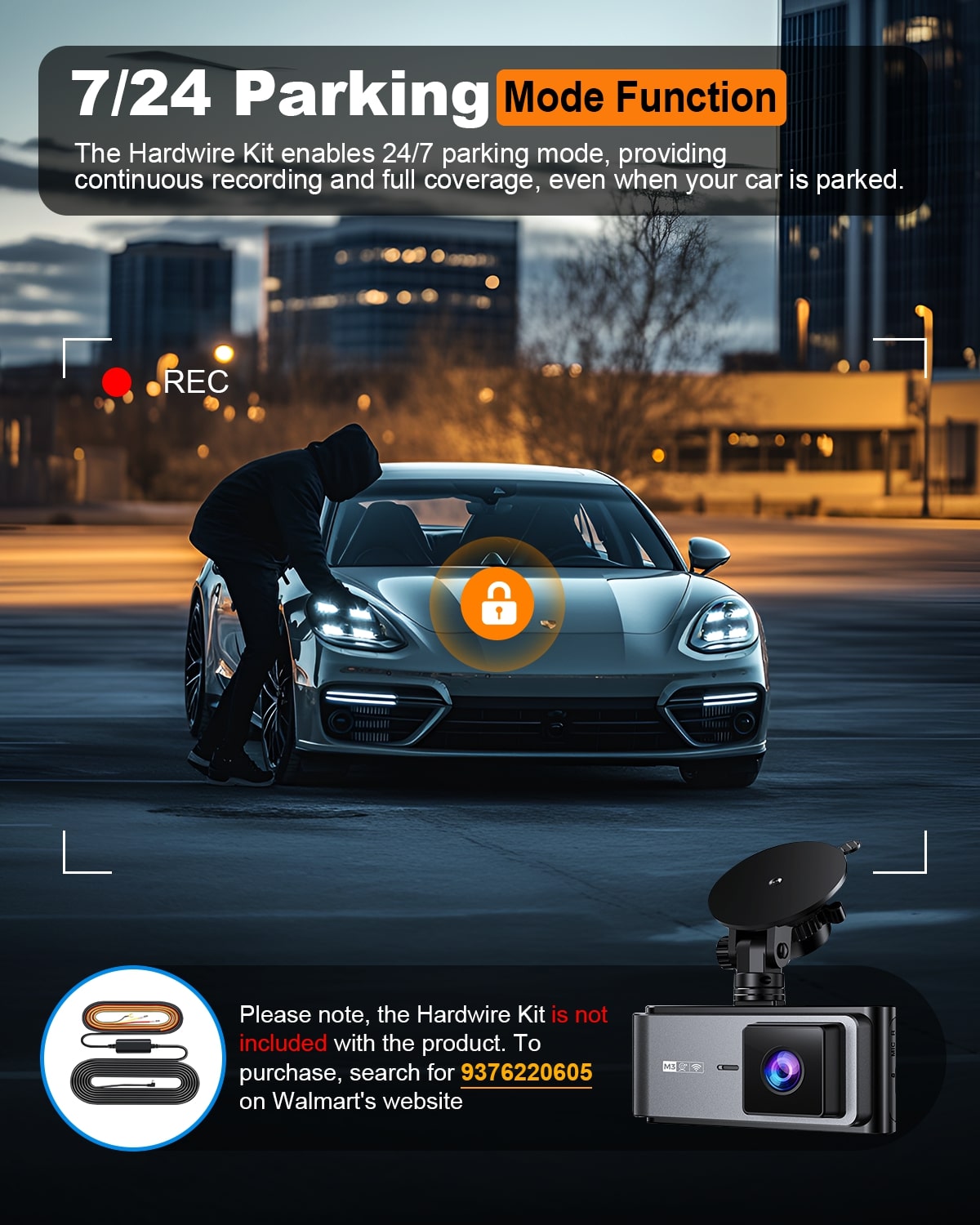 ODREY M3 3-Channel 2.5K Dash Cam Front Rear Inside photo 7