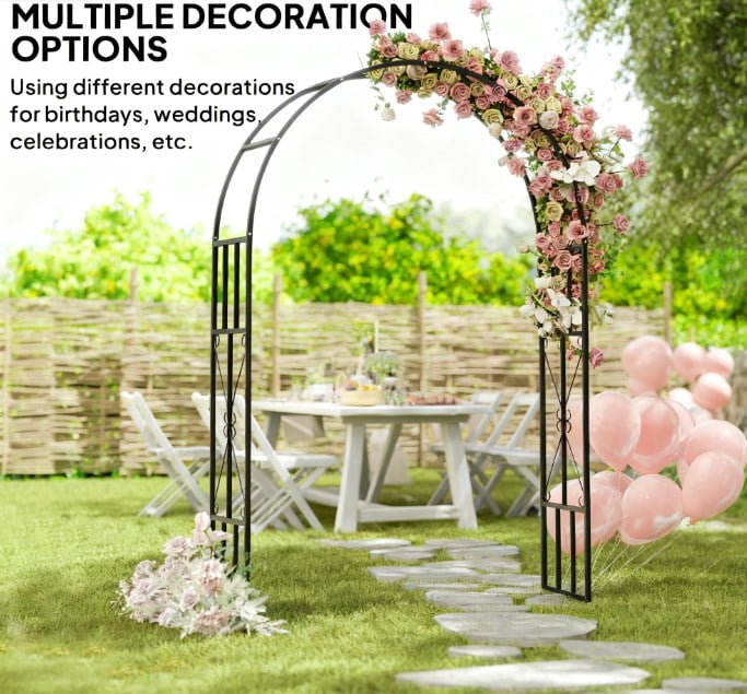 Garden Arbor Trellis, Steel Garden Arch Trellis for Climbing Plants Roses Wisteria Vines, Flower Arch Wedding Arch Stand