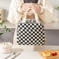 thumbnail image 2 of Insulated Lunch Bag for Women Men, Cute Corduroy Lunch Box Tote Bag Reusable Leakproof Bento Cooler Bag for Work Picnic Travel (Black White Checkered), 2 of 7
