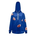 thumbnail image 5 of felwors Quarter-Zip Pullover Fleece Hoodie with Sequin Football Graphic Oversized Sweatshirt for Women Game Day Blue for Size XXXL, 5 of 5