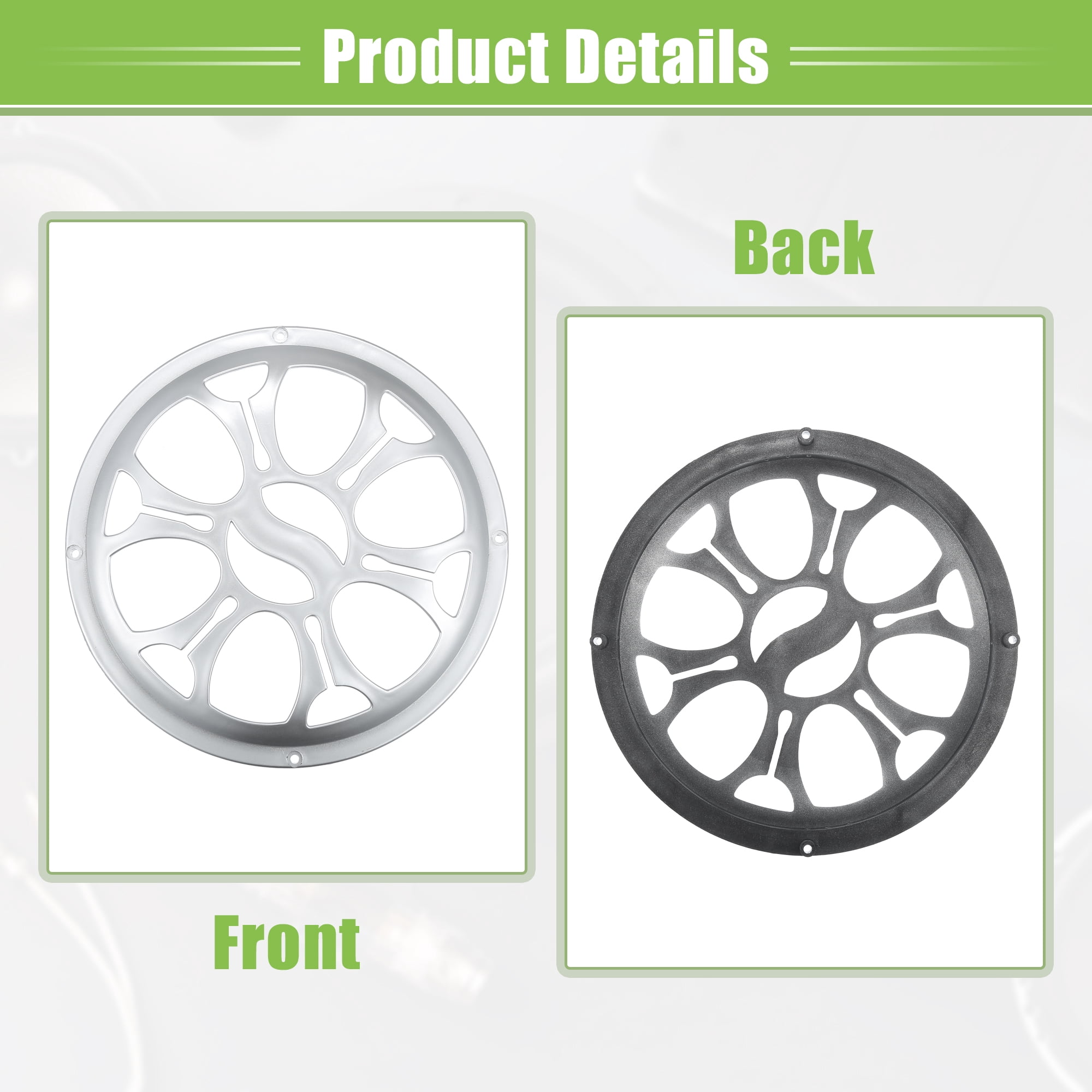 Unique Bargains Universal Car Speaker Grills Cover ABS Silver Tone - Pack of 2 8"