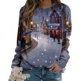 thumbnail image 2 of Qiopertar Mode Femmes Imprimé Col Rond Pull Tops Manches Longues Blouse Confortable Chandail en Molleton Offres de la Semaine Liquidation Moins de 5$ jusqu'à 90 % de Réduction, 2 of 5