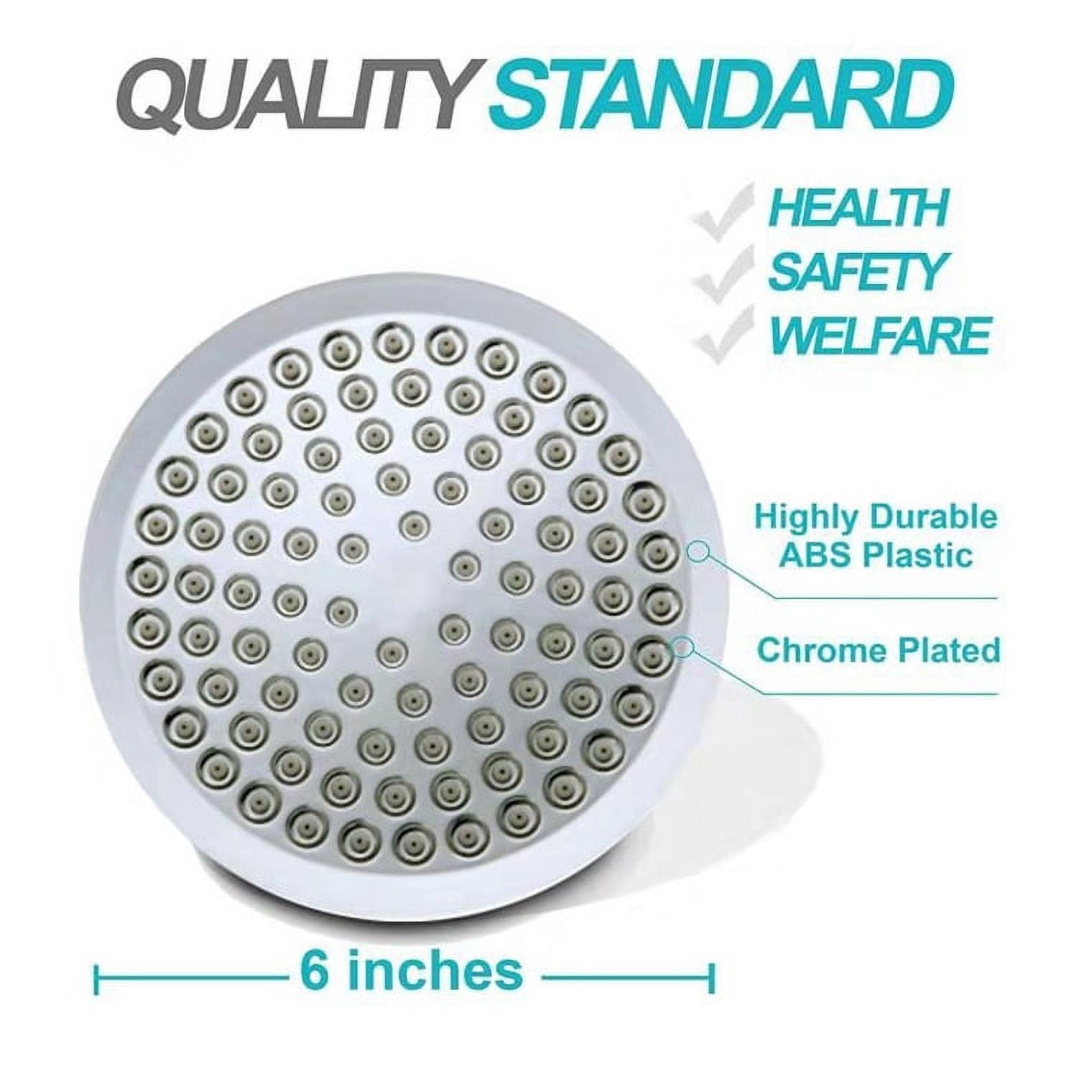 6 Inch High Pressure Rain Shower Head with Chrome Look, Silicone Nozzles Luxury Bathroom Shower Head