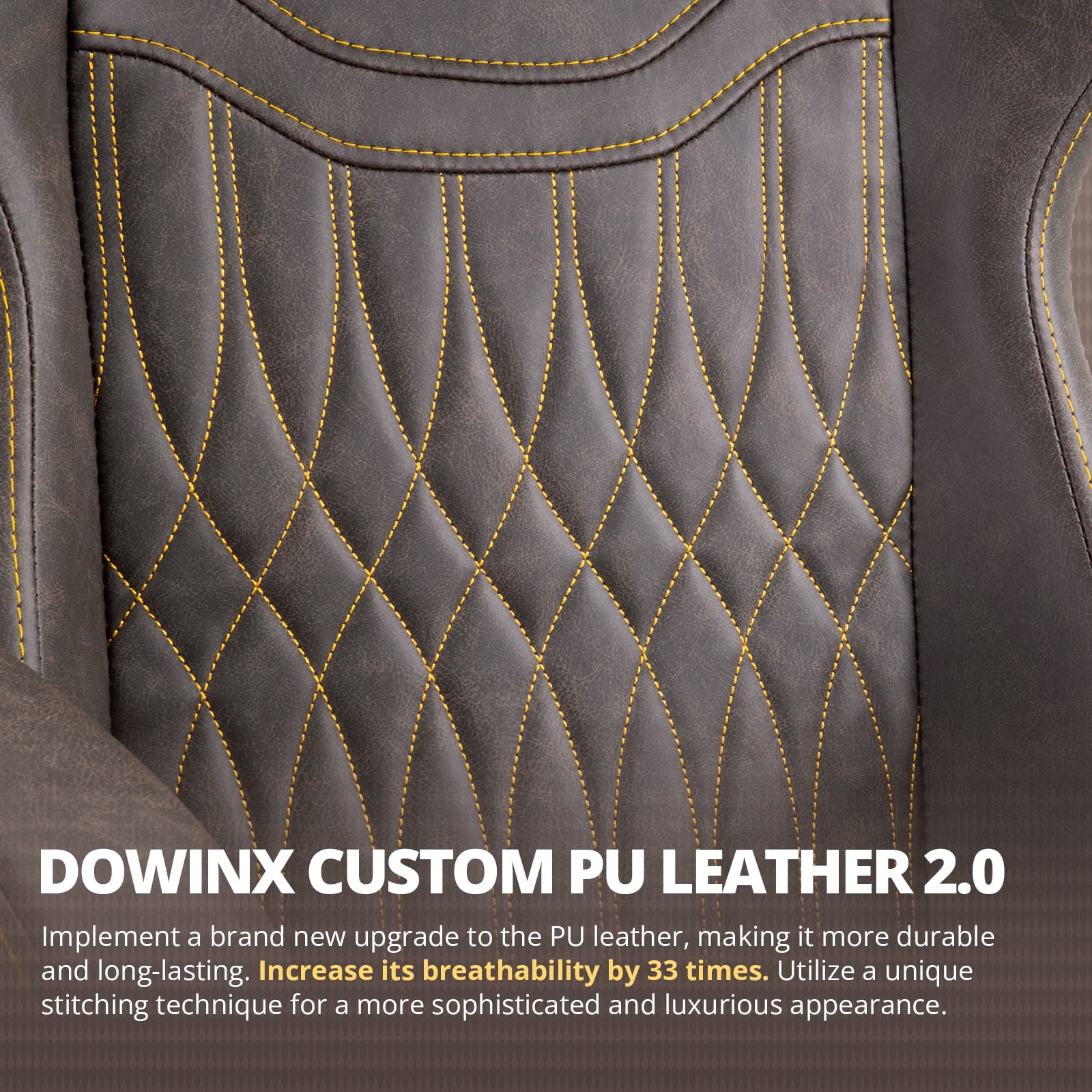 Dowinx Gaming Chair Breathable PU Leather Gamer Chair with Pocket Spring Cushion, Ergonomic Computer Chair with Massage Lumbar Support,Adjustable Swivel Task Chair with Footrest(Brown)