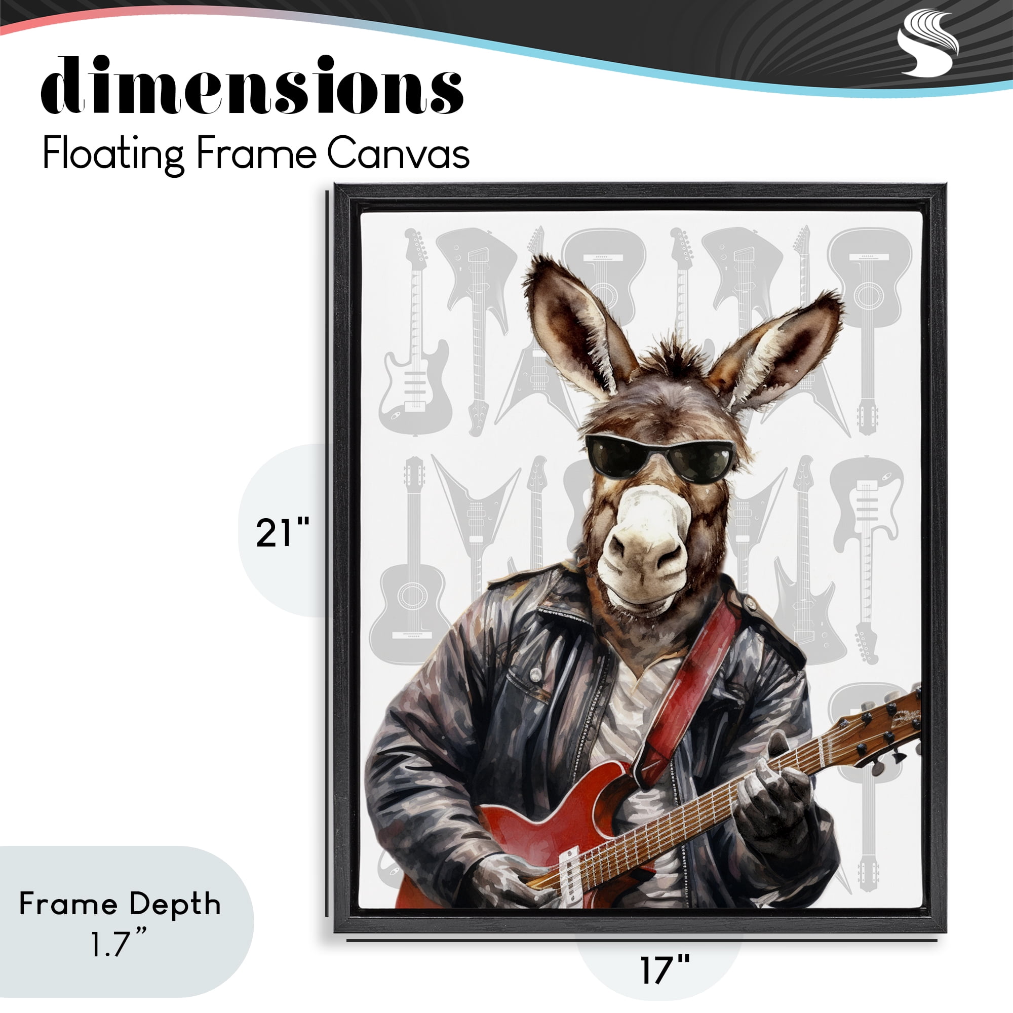 Stupell Industries Performing Musician Donkey Black Framed Floater Canvas Wall Art, design by CAD Designs