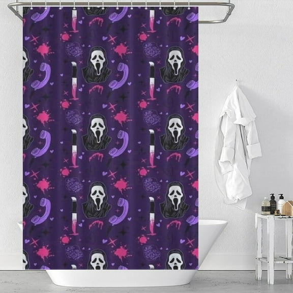 Ghostface Shower Curtain,Halloween Pattern Curtain Sets with 12 Hooks,Colorful Unique Bathtub Curtains for Bath Decor 47x71inch
