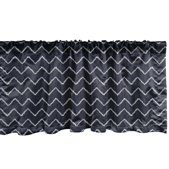 Ambesonne Navy Blue Window Valance, Chevron Zigzag Themes, 54" X 18", Navy Blue and White