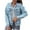 Blue, variant on Hooded Jackets for Women Trendy 2025 Casual Loose Tassel Lapel Single-Breasted Jacket Denim Jacket Coat Blue