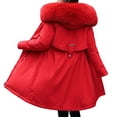 thumbnail image 4 of Cavosen Parka Coats Womens Winter Solid Detachable Hooded Puffer Jackets Thick Fleece Lined Long Parkas Long Sleeve Belted Peacoat Outerwear with Pocket Warm Clothes, 4 of 4