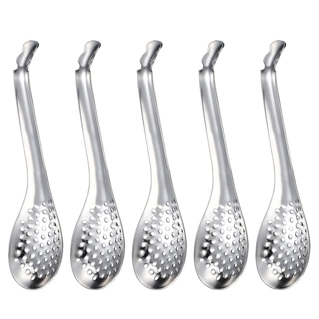 5 coladores de acero inoxidable para caviar, cucharas para comer y utensilios de cocina.