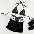 thumbnail image 2 of Women's Two Piece Triangle Bikini Swimsuit Ruffled Halter Triangle Top Tie Side High Cut Cute Summer Beach Bathing Suit, 2 of 5