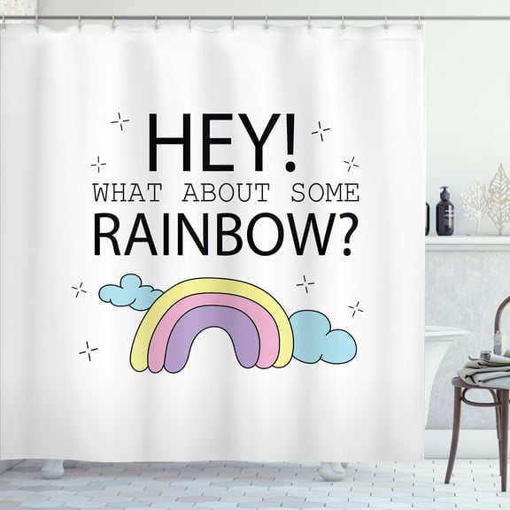 Ambesonne Girl Slogan Shower Curtain, Doodle of Fluffy Clouds, 69"Wx70"L, Multicolor
