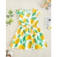 thumbnail image 6 of KIMI BEAR 3T Toddler Girls Summer Dress 4T Toddler Girls Sundress 3 Packs Sleeveless Halter A-line Dresses Solid Color Lemon Print Floral Beach Clothing Yellow, 6 of 10