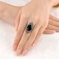 thumbnail image 2 of Mytys Retro Vintage Cocktail Statement Ring Black Marcasite and Crystal Rings for Women Antique Silver Plated Big Black Onyx Stone Ring, 2 of 6