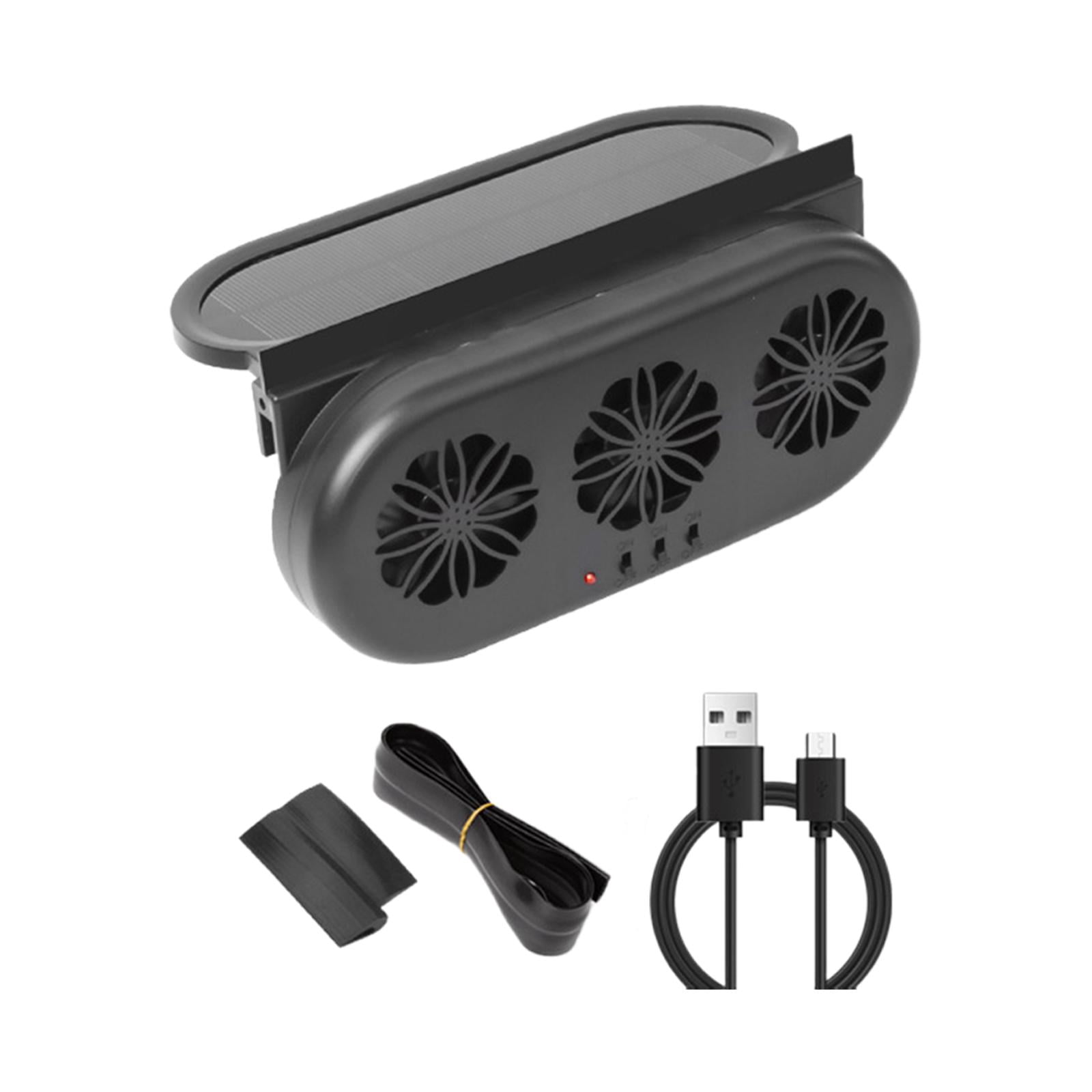 Baoblaze Car Solar Powered Window Exhaust Fan Portable Fan Vehicle Cooling Fan Black