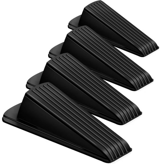 Door Stoppers,4 Pack Premium Rubber Stoppers Wedge,Stops for Carpet Heavy Duty Door,Bottom of on Tile,Concrete,Carpet,Wooden Floor (Black)