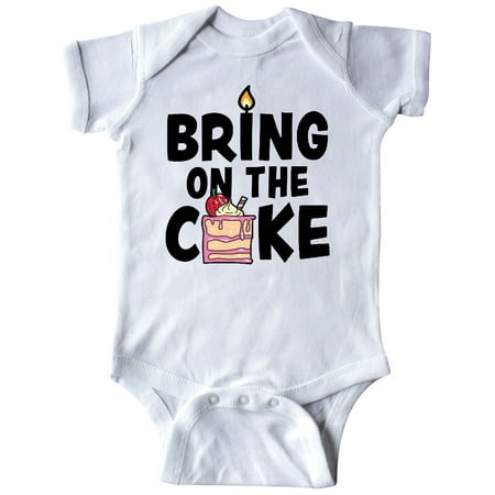 

Inktastic Bring on The Cake with Cake Slice Replacing A Gift Baby Boy or Baby Girl Bodysuit