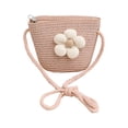 thumbnail image 4 of Zanarzt Sun Hat Little Kids Girls Summer Straw Sun Hat Wide Brim Bowknot Floppy Beach Sun Hat and Straw Bag Pink,One Size, 4 of 8