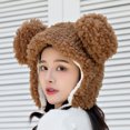 thumbnail image 4 of Aoochasliy Hats and Gloves Clothes Women Cute Cartoon Thick Hat Protectors Warm Plush Hat Bandage Cap, 4 of 5