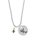 thumbnail image 1 of Delight Jewelry Goldtone Mini Fleur de Lis Silvertone Script Initial Disc - K - Charm Necklace, 20"+3", 1 of 4