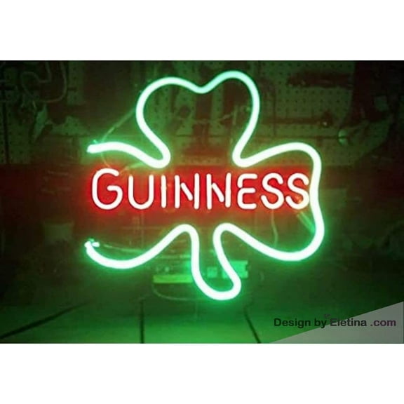 Neon Signs for Wall Decor inin Guinness's Clover Sign Light Man Cave Bar Pub Beer Gift Lamp Neon Led Tubing16x20inch