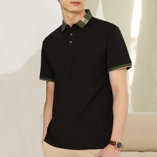 pstuiky camiseta de hombre, Camisa informal de manga corta con botones y cuello vuelto para hombre, de color liso camisas casuales para hombre xl