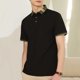 thumbnail image 3 of Mens Casual Manga Corta Botón Abajo Camisas de Color Sólido Botón Turndown Cuello Blusa Camisa, Poliéster, 3 of 5