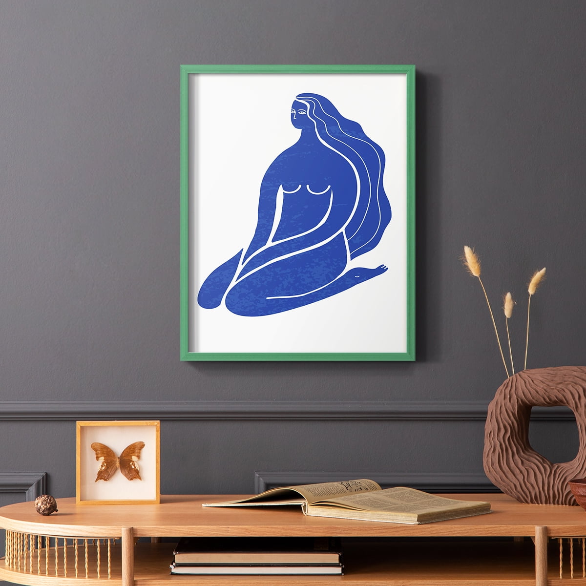 Matisse CIX Framed Print in Green Solid Wood 22 x 28 Framed Print