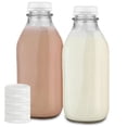 thumbnail image 1 of Botellas de vidrio para leche para tu hogar 1L (paquete de 2) con tapas, 1 of 6