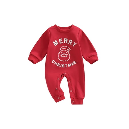 

Boiiwant Baby Girls Boys Christmas Jumpsuit Letter Santa Claus Print O Neck Long Sleeve Playsuit Fall Winter One Pieces Clothes 0-24M