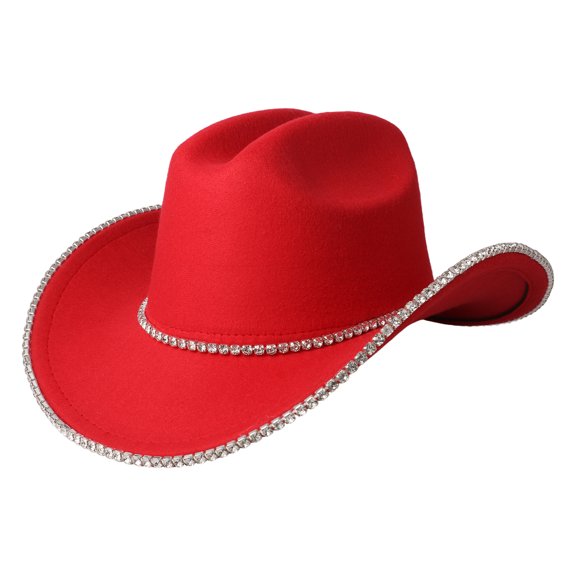 Avaner Women's Rhinestone Cowboy Hat: Wide Brim Sparkly Western Classic Roll Up Fedora Hat for Parties & Daily Wear