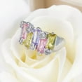 thumbnail image 4 of EOEMY Purple Pink Yellow Princess Cut Cz Band Womens 925 Silver Wedding Ring Size 6-10, 4 of 5