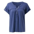thumbnail image 6 of BYHONG Women's Colored Cotton Short Sleeved T Shirt Women Tops 2024 Blue XXL, 6 of 7