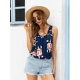 thumbnail image 3 of CALIPESSA Womens Summer Fashion Sleeveless Floral Print Scoop Neck Racerback Casual Blue Tank Top, 3 of 5