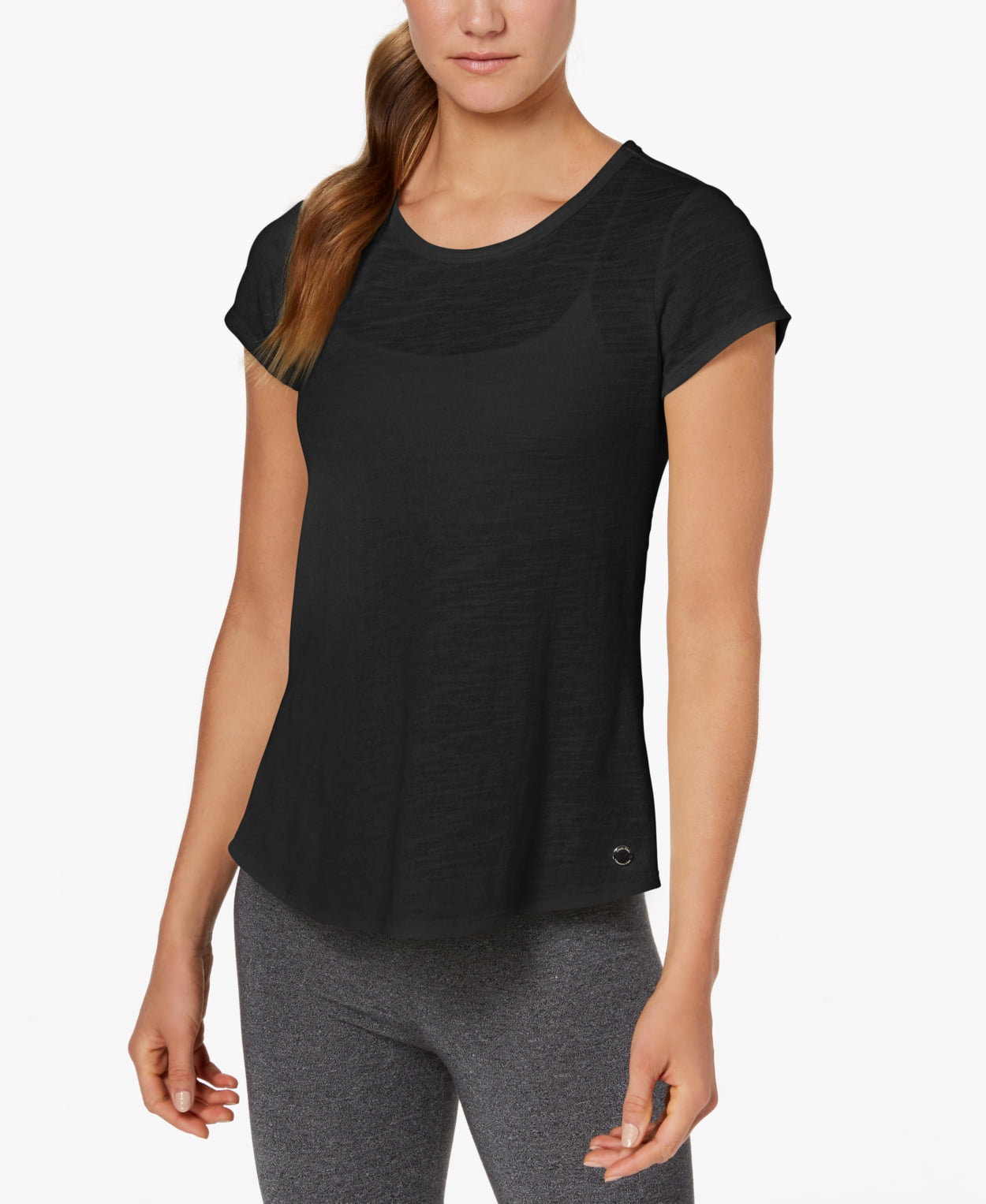 Calvin Klein Womens Performance Overlapping-Back T-Shirt Cyan Medium -  