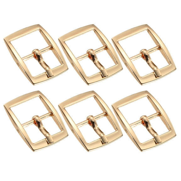 Uxcell Metal Roller Buckle, 6Pack 0.63 Inch Single Prong Belt Buckle Rectangle Center Bar Buckles for Leather Craft Accessories Belt, Gold
