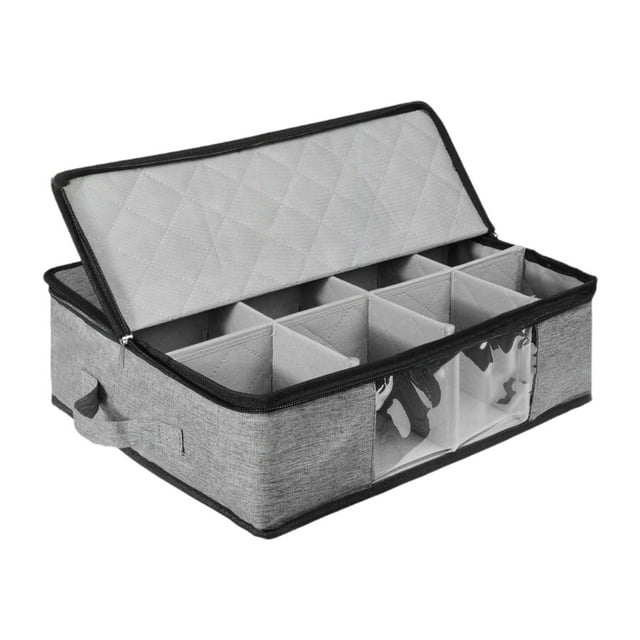 Café Caja de almacenamiento Caza de vidrio Caja de la cremallera Ventana transparente Versátiles Sostenga 12 cristalería Conveniente organizador de la
