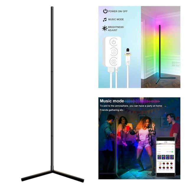 Lámpara de piezaza de esquina RGB moderna, decoración inteligente regulable, iluminación de música, luz de de de baile para sala Yinane lámpara de pie