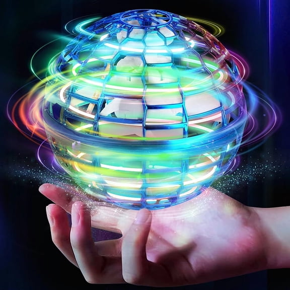Flying Ball Toy Globe 361°Rotating Hand Controlled Orb Magic Led Lights Controller Mini Drone Boomerang Fly Spinners for Kids Adults Indoor Outdoor