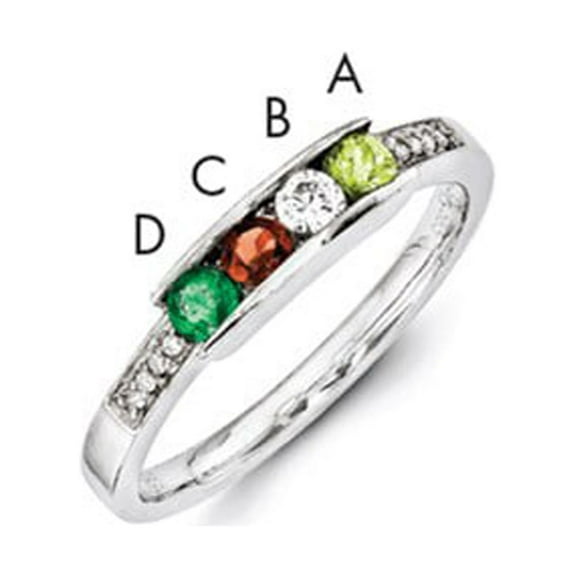 14K White Gold Ring Band Mother's & Family Semi Mount Diamond center Stone Mounting 4 mm