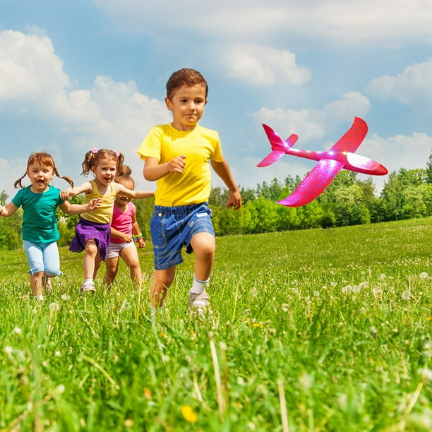 Avión planeador con luz LED, modelo de avión, juguete manual, planeador de espuma para lanzar, con dos modos de vuelo, regalo para niños