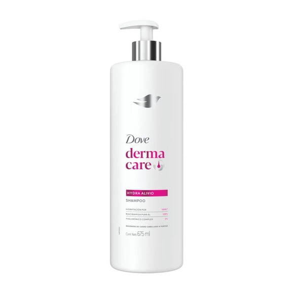 Shampoo Dove Derma Care hydra alivio, hidratación por 100h, 675 ml